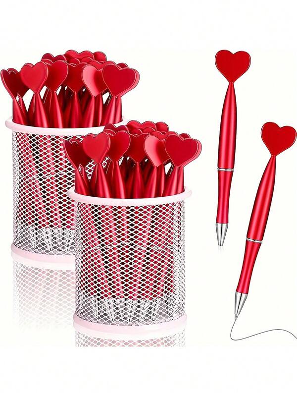 Red/Pink/Mixed-Color Love Plastic Ballpoint Pen Stationery Writing Pen Heart-Shaped Plastic Twist Pen Is Suitable For Valentine's Day/Wedding/Anniversary/Festival, And Can Be Used As A Gift For The Opening Season/Graduation Season To Stimulate Learning Motivation.