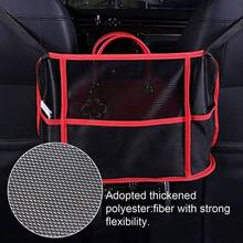 1pc Red & Black Universal Car Storage Net Pocket, Serves As Both A Handbag Holder And A Practical Storage Bag Between The Seat And Seat Side. Upgraded With Restraint Strap Design To Secure Items More Steadily And Prevent Bag, Cup, Etc. From Falling During Driving - Multicolor - View 5