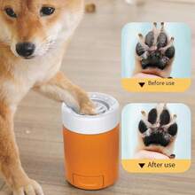 1 pieza Taza limpiadora de patas de mascota, lavador de patas manual por presión para mascotas pequeñas/medianas, también puede usar gatos, suministros de aseo removibles y lavables - Multicolor - Ver 3