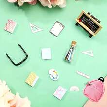 14pcs Mini School Set - 1:12 Doll Creative Toy School Supplies, Backpack Combination Set, Including Mini Backpack, Glasses, Blackboard, Mini Books, White Paper Writing Board Clip And Pencil, Doll House Decor, School Supplies, Realistic And Multipurpose, Suitable For Student Gifts, Desktop Decorations, Office Desk Accessories, DIY Micro Landscape Decor, Room Decor, Toy House Accessories, Moss Landscape, Fairy Garden, Personalized Gifts