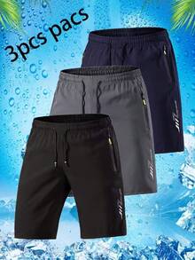 3pcs Men's Printed Workout Shorts, Fitness Running Exercise Pants Sports - Multicolor - View 7