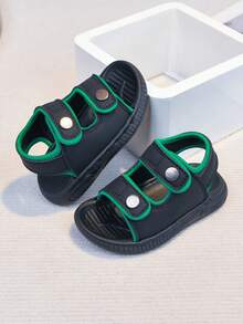 1 Pair Unisex Flat Open Toe Sandals, Soft Sole Non-Slip Baby Beach Shoes, Suitable For Summer - Black - View 4