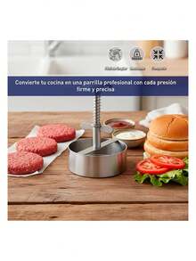 Molde para Hamburguesas de Acero Inoxidable, Antiadherente y Fácil de Limpiar. Bluelander - Plateado - Ver 4