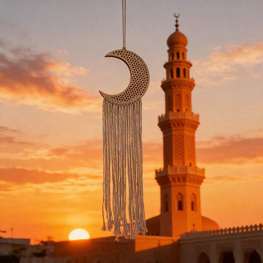 编织挂毯，捕梦网，手工吊坠，家居墙饰，星月装饰，挂布 - 杏色 - 查看 1