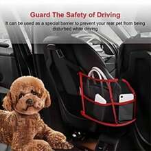 1pc Red & Black Universal Car Storage Net Pocket, Serves As Both A Handbag Holder And A Practical Storage Bag Between The Seat And Seat Side. Upgraded With Restraint Strap Design To Secure Items More Steadily And Prevent Bag, Cup, Etc. From Falling During Driving - Multicolor - View 8