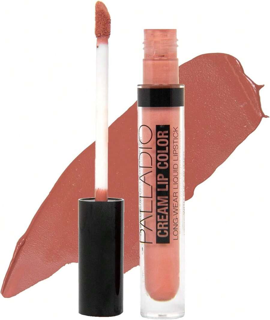 Palladio Lápiz labial líquido de larga duración, pigmento de alta intensidad, fórmula suave y liviana, acabado mate color crema, B. Traje de día - Sin curtir - Ver 1