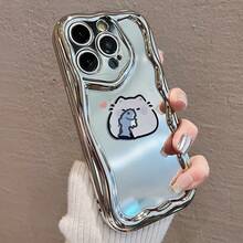 かわいい猫デザイン 電鍍防摔ケース for  17promax,16pro,15plus/14/13/12/11 スマホケース 衝撃吸収 保護カバー 高級感 ファッション 可愛いデザイン スマホ保護 軽量 耐久性 使いやすい スマホアクセサリー - シルバー - チェックする 5