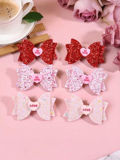 Multiple Shiny Pet Bow Hair Clips Set: Valentine's Day "BE MINE" And "LOVE" Dog Hair Accessories, Cute Shiny Dog Bows, Suitable For Small Dogs, Pet Photography Props And Party Decorations, Adorable Dog Grooming Bows, Comfortable And Fashionable Pet Hair Clips, Suitable For Daily Wear And Holidays (Valentine's Day), Ideal Valentine's Day Gift Pet Hair Accessory Set