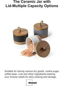 Fast Delivery Ceramic Jars With Airtight Lid, Coffee Container Canister Kitchen Food Storage Jar With Lid Spice Sugar Tea Bag, Stackable Decorative Jars Countertop, Pantry, Black & 5 Fl.Oz XPH8 - 灰色 - 查看 9