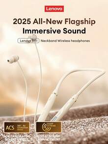 Lenovo Y111 Neckband Bluetooth Earphones, Sports Running Sweat-Proof, Long Battery Life, HIFI Sound Quality, Low Latency, Gaming, Clear Hands-Free Calls With Microphone, Passive Noise Cancellation, Wireless Earbuds Compatible With Smartphones & Computers - 黑色 - 查看 4