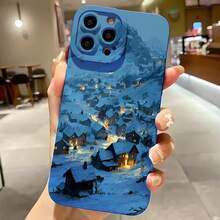 2026 nueva funda de teléfono esmerilada, funda de teléfono escena nocturna de pueblo invernal con casas nevadas y luces cálidas para  17 14 Pro Max  17 13  17 12  Galaxy S23 S22 S21 funda protectora para teléfono regalo de pareja para novio novia regalo de vacaciones - Blanco antiguo - Ver 4
