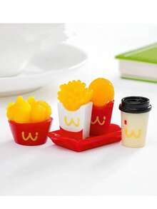 1/3/5pcs Valentine's Day Creative Realistic Fried Chicken, French Fries, Potato Patty Food Toys, Miniature Dollhouse DIY Decor Accessories, Car/Desktop Small Ornaments - Multicolor - View 1