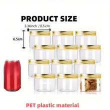 6/12pcs Mason Jar Style Plastic Containers With Airtight Lids - Leak-Proof Reusable, Suitable For Cosmetics, Algae Mask, Dried Fruits, Honey, Nuts - Essential Kitchen Storage, Gold/Silver - Multicolor - View 9