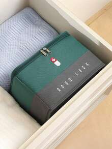 1pc Portable Travel First Aid Bag, Oxford Cloth Material, Emergency And Medicine Storage Pouch, Integrated Outdoor First Aid Tool Kit - Essential Survival Gear For Camping, Hiking And Home Emergency, Accessories Not Included, Outdoor Emergency Mobile Medicine Storage Bag, Suitable For Summer Travel, Camping And Gatherings