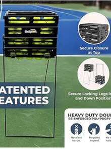 Tourna Ballport Deluxe - Tolva de Pelotas de Tenis con Ruedas, Capacidad para 80 Pelotas - Negro - Ver 6