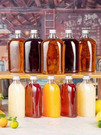 1/3 Transparent Glass Bottle With Cap And Funnel - 50ml Reusable Leak-Proof Beverage Container, Fine Threaded Mouth, Non-Slip Bottom, Suitable For Juicing, Drinking, Fitness, Office, Travel, Juice Making, Minimalist Design, Durable Cap, Specially Designed For Fitness Enthusiasts