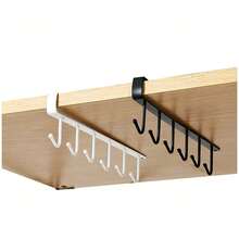 2 Stücke Eisenwerk Schrankhaken für Küche Zuhause, multifunktionale Haken Garderobe Organisationsregale, nagelfreie Haken für Küche, Tassen, Kaffeetassen, Tassenhaltter, Küchenutensilien, Hüte und Schals Aufbewahrungsregale, geeignet für Küchen-Bars, Kaffee-Bars, Kleiderschränke und Unterschränke - Verschiedenfarbig - Übersicht 11