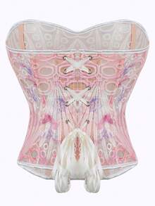Áo corset hai lớp ren rỗng thoáng khí kiểu Âu & Mỹ ôm sát, gợi cảm, kiểu áo quây định hình vóc dáng. - Hồng - Xem 4