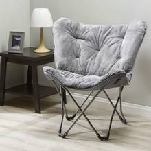 Faux Fur Butterfly Chair For  Teens, Gray - 灰色的 - 查看 3