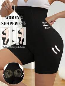 1pc Women's High-Waisted Tummy Control Butt Lifting Shaping Shorts - Opaque Heavy-Duty Compression Underwear, Postpartum Belly, Workout & Everyday Pants, Washable (No Padding) - 黑色 - 查看 2
