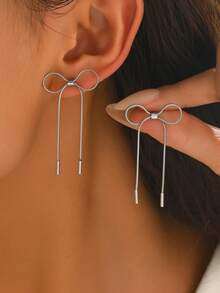 1 Pair Unique Tassel Metal Hollow Butterfly Stud Earrings For Women, Fashionable & Versatile, Adding Distinctive Charm To The Ears - Bow Earrings - View 8