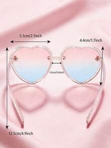 1 Pair Cute Cartoon Pink Shiny Heart Girls Eyeglasses - Baby Pink - View 4