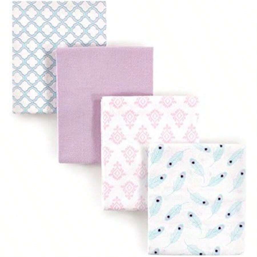 Hudson Baby - Mantas Unisex de Franela de algodón para bebé, Color Naranja cítrico, Talla única(Peacock feathers One Size) - Multicolor - Ver 1