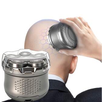 Afeitadora eléctrica de 6 cabezales flotantes, afeitadora eléctrica mejorada para hombres, afeitadora eléctrica inalámbrica recargable con pulido de cabeza calva, afeitado al ras cada vez, cortadora de pelo, recortadora y afeitadora con 6 cabezales flotantes para un acabado suave