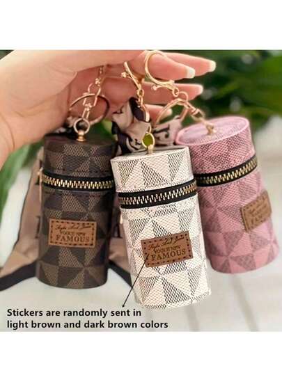 经典多功能迷你零钱包，带丝巾装饰，带拉链钥匙包，收纳袋，男女通用，适用于户外、办公、返校、旅行必备配件、旅行必备品、露营必备品