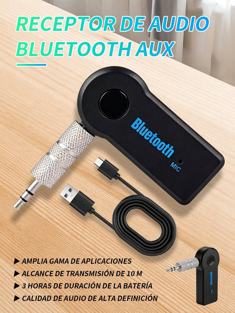 Receptor Inalámbrico 5.0 para Coche,Receptor Bluetooth auxiliar para coche, Adaptador Inalámbrico 2-en-1 de Transmisor y Receptor, Llamadas Manos Libres, Jack de 3.5mm, Adecuado para Sistemas de Audio para Coche, TV, Computadoras, Auriculares, Esencial para Viajes por Carretera, Regalo Ideal de Navidad.