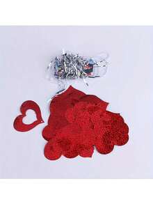 50pcs Valentine's Day Love Rain Silk Pendant Love Hollow Paper Pendant Valentine's Day Ceiling Decoration Pendant Heart Shaped Hanging Decoration Sparkling Plastic Float Suitable For Valentine's Day And Home Decoration