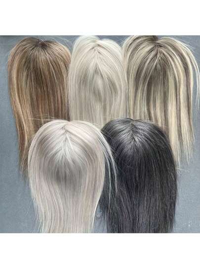 Hårtoppare utan lugg hårförlängningar blandat hår mormor grå färg rakt hårförlängningar hårtoppare klämma hårförlängningar lätt att bära lämplig för daglig fest cosplay jul