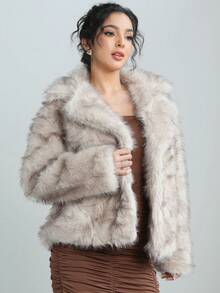 冬季外套女仿皮草大衣女秋冬毛绒蓬松女式夹克保暖新款外套红灰色长袖毛茸茸皮草大衣