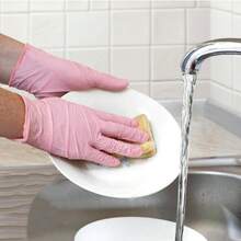 100/50/4pcs/Pack (No Box), Disposable Nitrile Multi-Purpose Gloves. Sizes: S, M, L, XL. Durable, Waterproof, Thickened, Suitable For Household Cleaning. Also Applicable For Kitchen, Bathroom, Cleaning, Tattoo, Beauty Care, Hair Coloring, Painting, Outdoor Travel, Household Tools, Pet Care, Hair Salon And Cleaning Supplies, Etc. - Pink - View 9