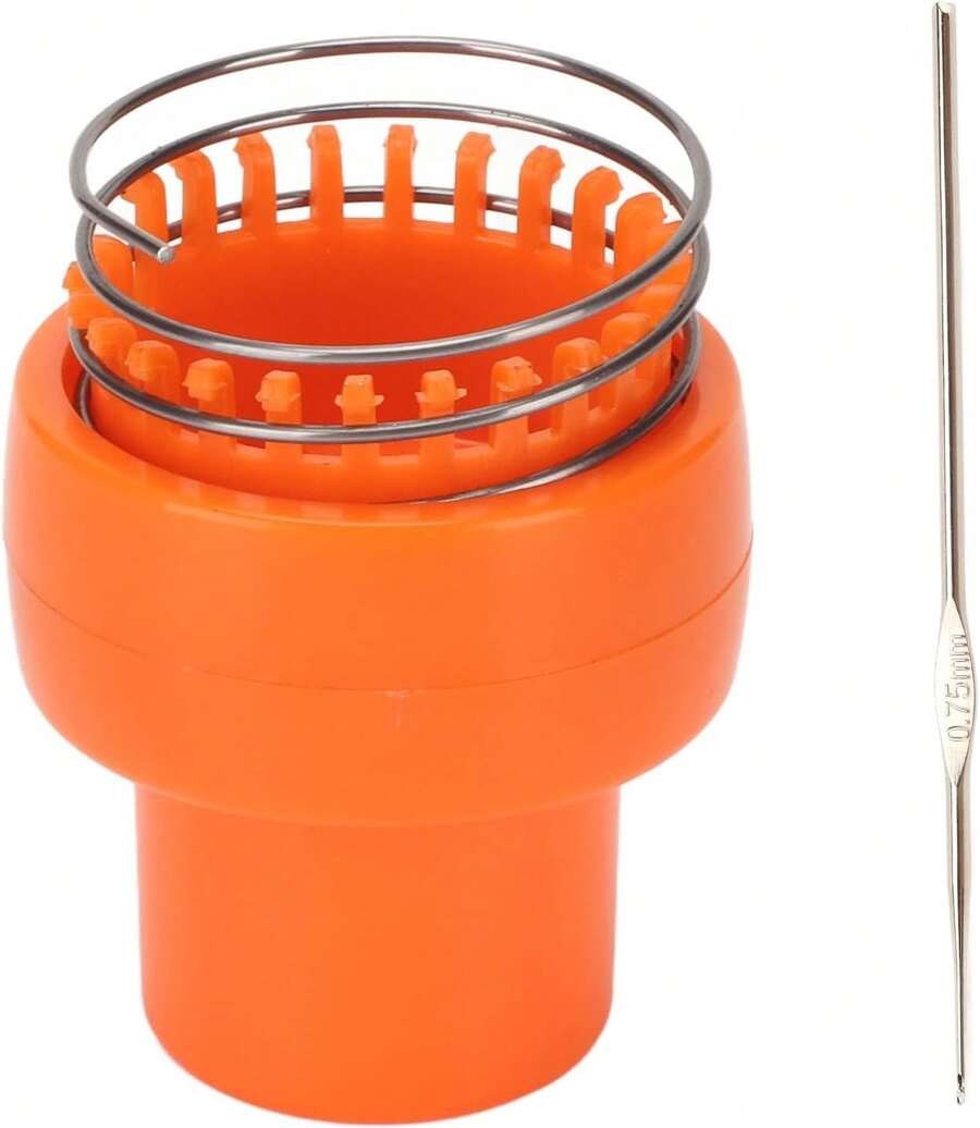 Telar de Ganchillo Manual, Diseño Ergonómico, Alambre Metálico, Color Naranja, con Liberación Automática, para Manualidades y Tejido en el Hogar - 1 - Ver 1