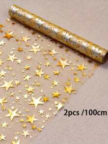1件/2件装金色箔星印花桌旗，11英寸 x 108英寸金属质感涤纶面料，适用于节日、情人节、婚礼桌布、婚礼装饰、家居装饰、房间装饰、派对礼物、新娘生日装饰 - 金色 - 查看 10