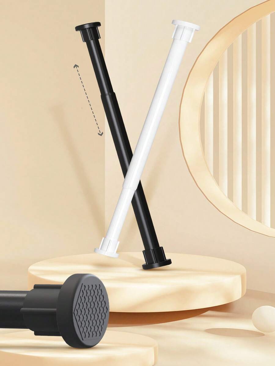 1pc Adjustable Stainless Steel Closet Rod, Extendable Bathroom Towel Bar, Drying Rack, Curtain Rod, Wardrobe Hanging Rod, Retractable Shower Curtain Rod, Balcony Support - No Drilling Required, Suitable For Curtains, Doors And Clothing