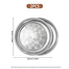 2/4/8件套不锈钢圆形大餐盘（30厘米），大容量食物托盘，加厚，可用洗碗机清洗 - 适用于家庭和餐厅 - - - 查看 10