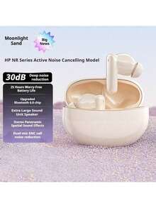 HP NR10 New Bluetooth 6.0 Headphones: Active Noise Cancellation, Long Battery Life, Low Latency, Smart Touch Controls, Wireless In-Ear Gaming Headphones - Milk Tea Color - View 1