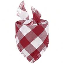 1pc New Plaid Pet Scarf With Tassel, Pet Bib Drool Bandana - Multicolor - View 8