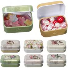 Caja Para Joyas Pequea Vintage De Hojalata Con Tapa, Organizador Compacto Para Baratijas, Almacenamiento Para Accesorios y Hogar, Set De 8 Unidades Variadas - colores surtidos - Ver 2