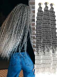 Long Deep Wave Braiding Hair 30 Inch Ocean Wave Crochet Hair Synthetic Deep Curly Crochet Hair Extensions For Women - Multicolor - View 34