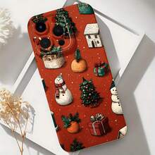2026 nueva funda de teléfono esmerilada, funda de teléfono con diseño de árbol de Navidad y muñeco de nieve, caja de regalo con patrón festivo para iPhone 17 15 14 13 12 Pro Max y  Galaxy S23 S22 S21 S20 Ultra, protector de teléfono, funda de pareja, regalo para novio y novia, regalo de Navidad - Azul Klein - Ver 6