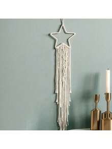 2pcs Handmade Crochet Lace Star Moon Dream Catcher Wall Hanging, Boho Style Home Decor Wall Art, Suitable For Home, Wedding, Living Room, Bedroom, Holiday Gift (Lights Not Included) - Beige - View 10