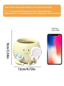 Cute Smiling Face Lollipop Planter, Succulent Greenery Pot Decor For Living Room, Kitchen, Balcony, Office Desk, Ideal Gift For New Year And Valentine's Day - Multicolor - View 10