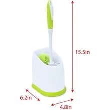Pine-Sol Cepillo limpiador de inodoro con soporte, varita de limpieza resistente con limpiador debajo del borde, mango antideslizante, organizador de almacenamiento, suministros de baño, amarillo, verde(default) - Multicolor - Ver 2