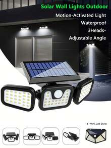 Outdoor Solar Motion Sensor Light, 1/3 Head Solar Security Light, 74LED/100LED Floodlight/Spotlight, With Motion Detection Function, Suitable For Garage, Yard, Entrance, Patio And Other Places, IP65 Waterproof, Halloween, Christmas, Thanksgiving Gift Choice - Black - View 11