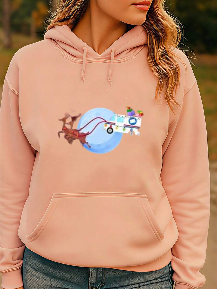 Postal Worker Christmas Mail Truck Funny Mailman Gift Pullover Hoodie - Comfort Meets Style - Best Gifts For Men Women Dad Mom Sister Brother Friends,Fall Hoodies,Men's Fall Clothes,Street Wear,Halloween,Mens Hoodies,Y2k Clothes,Jesus Hoodie,Thanksgiving Day,Nightmare Before Christmas,Christmas - 粉色 - 查看 1