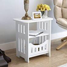 1pc Mini Square Table, Suitable For Home Living Room - Creative Minimalist Nordic Square Coffee Table, Bedside Cabinet, Small Storage Table. Furniture Coffee Table, Storage Rack, Bedside Cabinet, Bedroom Storage Box, Living Room Small Table, Bedroom Square Table. - White - View 1