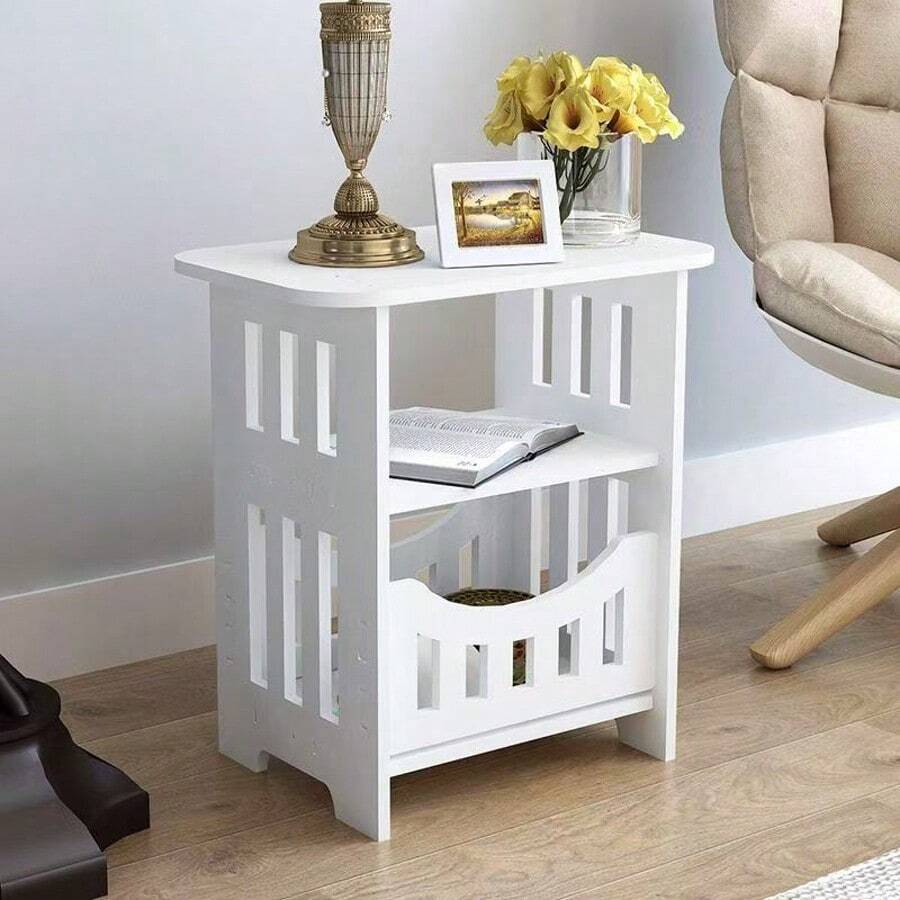 1pc Mini Square Table, Suitable For Home Living Room - Creative Minimalist Nordic Square Coffee Table, Bedside Cabinet, Small Storage Table. Furniture Coffee Table, Storage Rack, Bedside Cabinet, Bedroom Storage Box, Living Room Small Table, Bedroom Square Table. - White - View 1